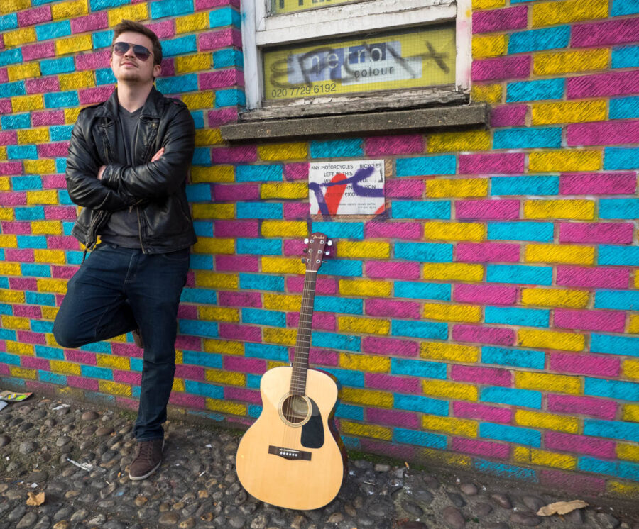 Matthew Cerveira. Musician photo shoot in an urban environment